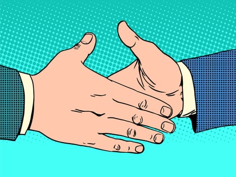 A handshake deal business concept. Friendly greeting. Male hand