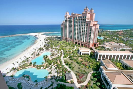 PARADISE ISLAND, BAHAMAS - January 27, 2009 - Looking toward The Cove Atlantis from The Reef Atlantis at Atlantis Paradise Island Bahamas