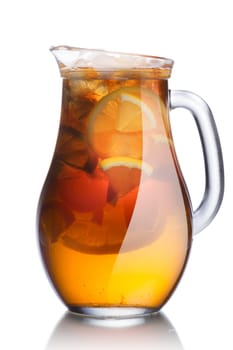 Pitcher of popular iced drink also known as "half and half"" which is mixed of equal portions of  lemon tea with lemonade"