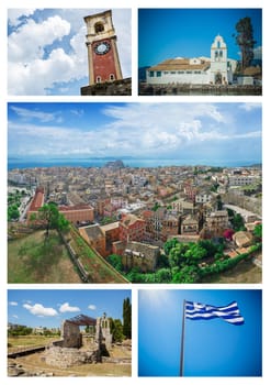 Corfu (Kerkyra) collage. Set of attractive Corfu sights