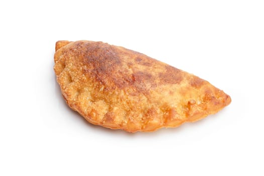 Isolated savory empanada. Savory patty. Large depth of field