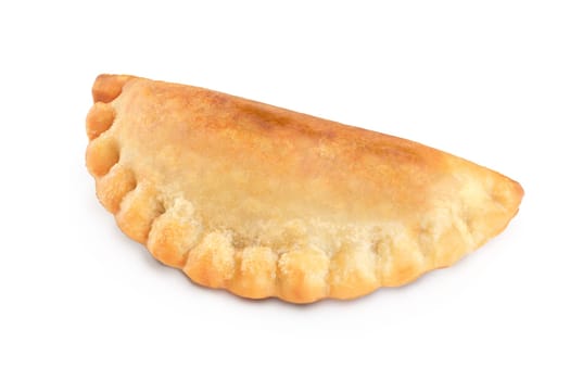 Isolated savory empanada. Savory patty. Large depth of field