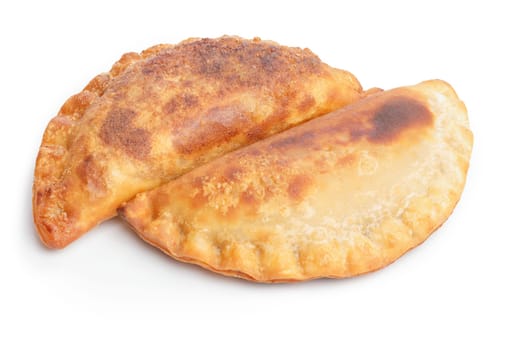Isolated savory empanada. Savory patty. Large depth of field