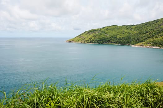 Blue sea with blue sky and white cloud, Phuket view point thailand