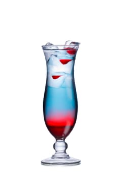 Patriotic layered alcoholic cocktail in hurricane glass