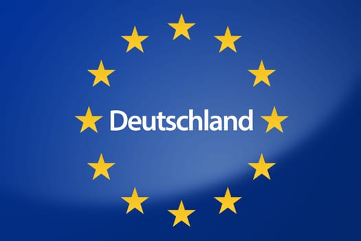 Illustration of European Union flag - labeled with Germany in german language