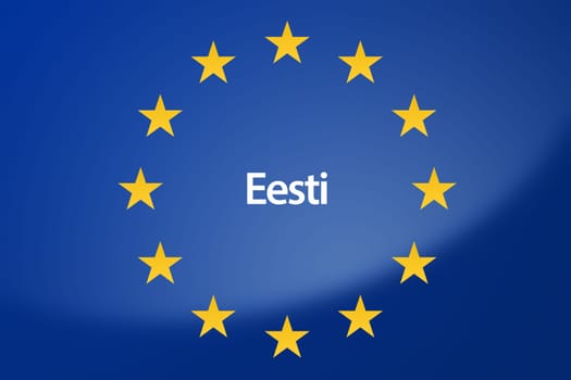 Illustration of European Union flag - labeled with Estonia in estonian language