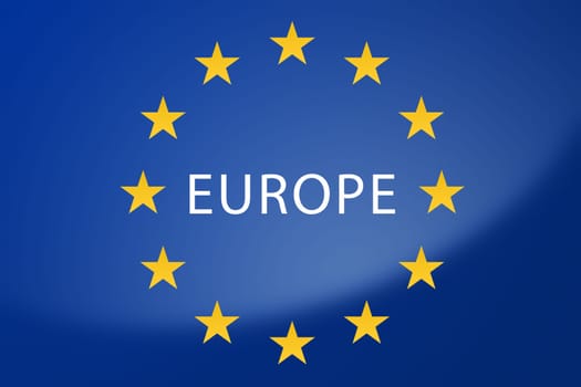 Illustration of European Union flag - labeled with Europe