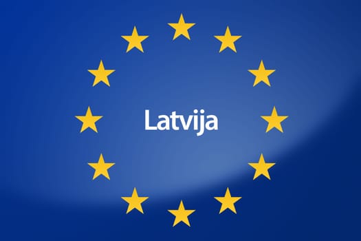 Illustration of European Union flag - labeled with Latvia in estonian language