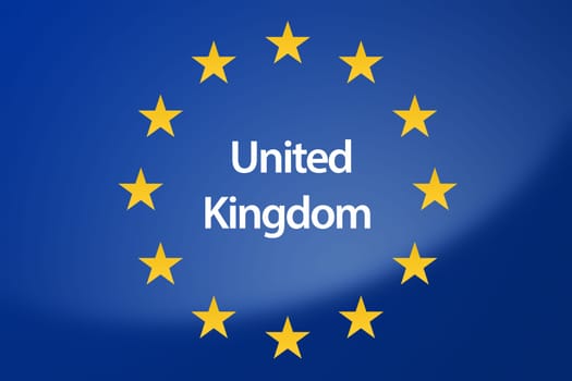 Illustration of European Union flag - labeled with United Kingdom
