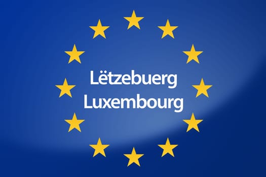 Illustration of European Union flag - labeled with Luxembourg in luxembourgian language