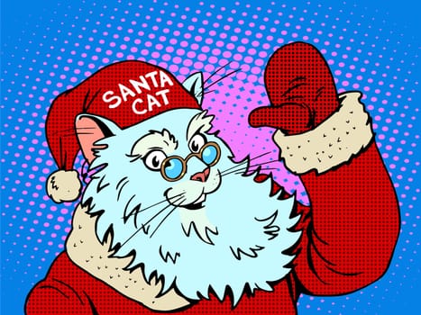 Santa Claus cat pop art retro style