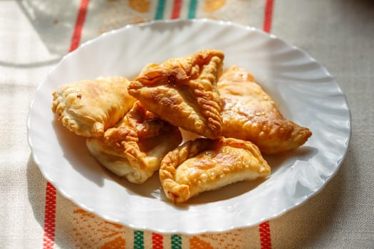 Homemade cheese stuffed patties made from puff pastry (phyllo)