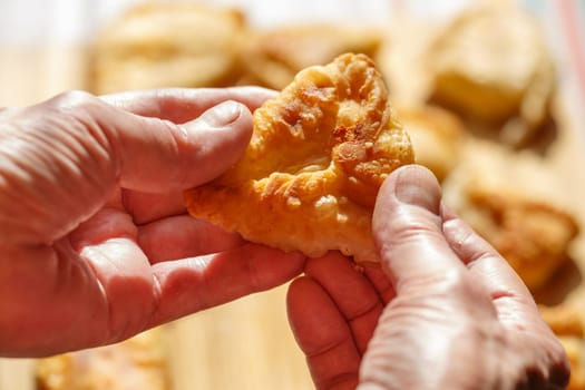 Homemade cheese stuffed patties made from puff pastry (phyllo)