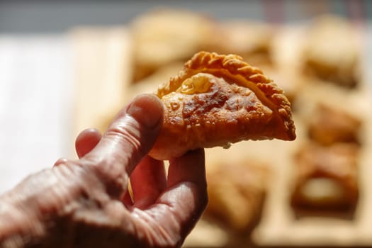 Homemade cheese stuffed patties made from puff pastry (phyllo)