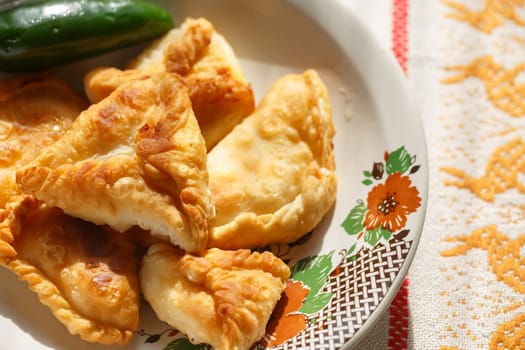 Homemade cheese stuffed patties made from puff pastry (phyllo)