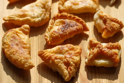 Homemade cheese stuffed patties made from puff pastry (phyllo)