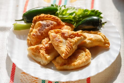 Homemade cheese stuffed patties made from puff pastry (phyllo)