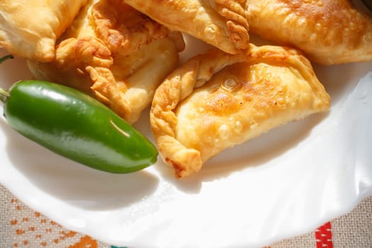 Homemade cheese stuffed patties made from puff pastry (phyllo)