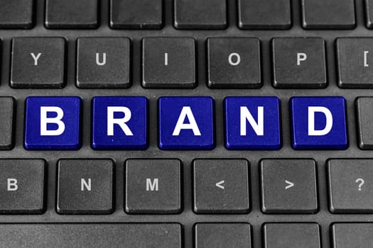 marketing brand blue word on keyboard