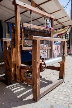 Retro wooden weaving loom Taken daylight