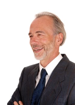 A closeup portrait images of a middle age businessman, smiling,.isolated for white background..