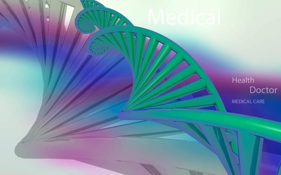 Digital illustration DNA structure in colour background