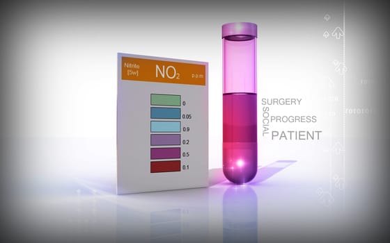 Digital illustration of nitrite test in colour background