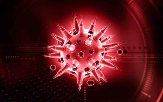 Digital illustration of Flu virus in colour background