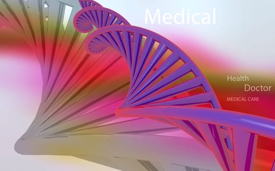 Digital illustration DNA structure in colour background