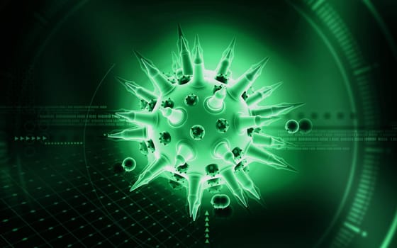 Digital illustration of Flu virus in colour background