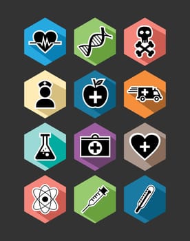 Medical healthcare set of flat icons design illustration. Can be used for website and mobile app. EPS10 vector file organized in layers for easy editing.