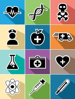 Medical healthcare set of flat icons design illustration. Can be used for website and mobile app. EPS10 vector file organized in layers for easy editing.