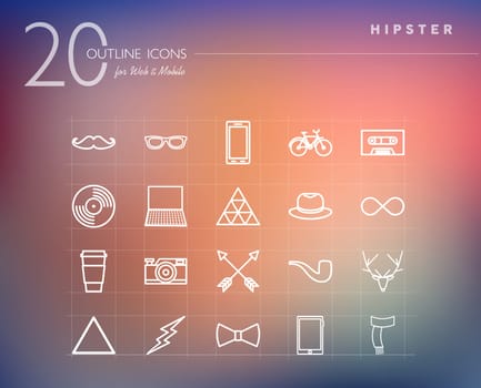 Hipster vintage fashion outline icons set for web and mobile app. EPS10 vector file organized in layers for easy editing.