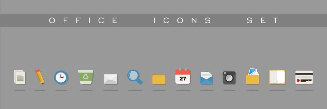 Office supplies icons set design illustration. Can be used for website and mobile app. EPS10 vector file organized in layers for easy editing.