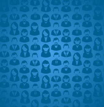 Social media work group concept in blue seamless pattern background. EPS10 vector file with transparency layers.