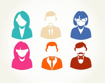 Social network business people users icons set illustration. EPS10 vector file with transparency layers.