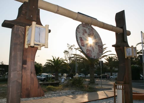 Zen structure on the beach in Cagliari