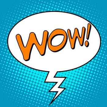 Wow comic bubble word pop art retro style