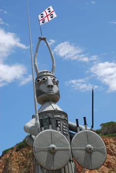 Sculpture Brozetto Arbatax Sardegna Italia Sardinia Warrior Shield Signs Plastic Knife Hero Demon Art Artwork Metal Flag