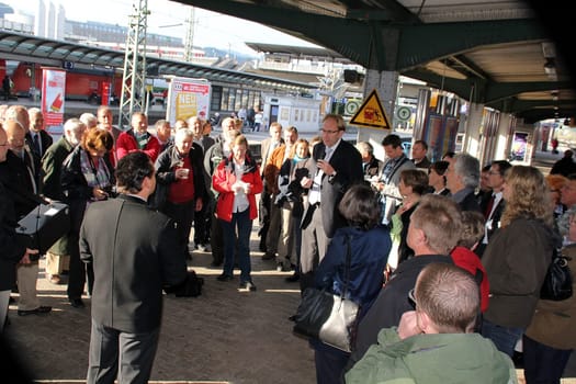 Alexander Bonde,Minister for Rural Affairs and Consumer Protection of the State of Baden-Württemberg,at Freiburg Central Station on 5 June 2012. The Höllentalbahn is celebrating its 125th anniversary these days.