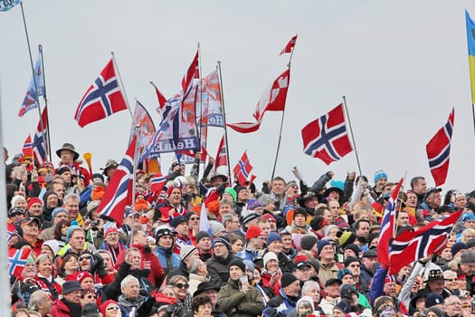 Biathlon fans from Norway