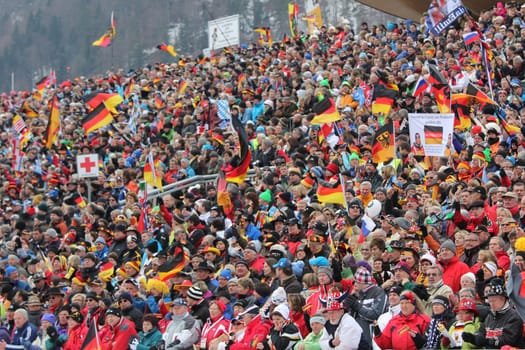 Biathlon mobilizes the crowds of spectators/fans in Ruhpolding,great scenery,great Gallery in Ruhpolding