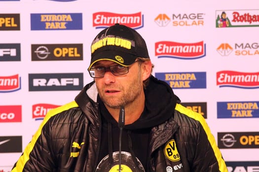 BVB coach Jürgen Klopp at the press conference after the match SC Freiburg - Borussia Dortmund (0:2)