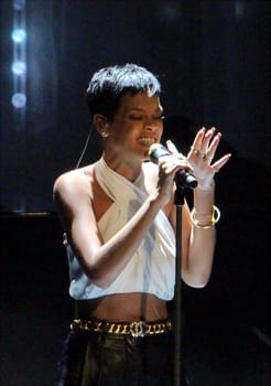 Rihanna presents the song 'Diamonds' at the Rothaus Arena