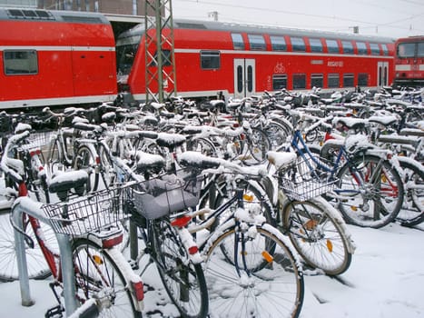 Snow and ice at Freiburg Central Station on 12.12.12