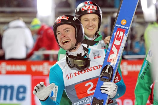 Anders Jacobsen celebrates his victory at the Four Hills Tour in Oberstdorf