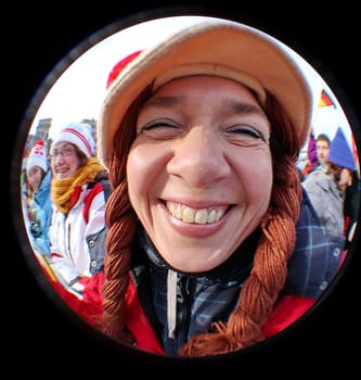 Ski jumping fan at the NEujahrskispringen