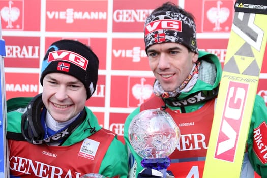 Two Vikkinger - Anders Jacobsen and Anders Bardal are happy about the places one and three at the New Year's ski jumping in Garmisch-Partenkirchen