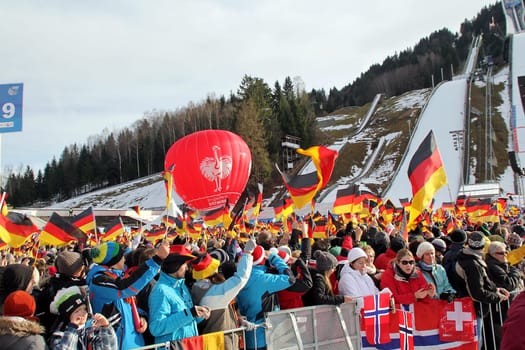 Atmospheric scenery at the New Year's ski jumping in Garmisch-Partenkirchen